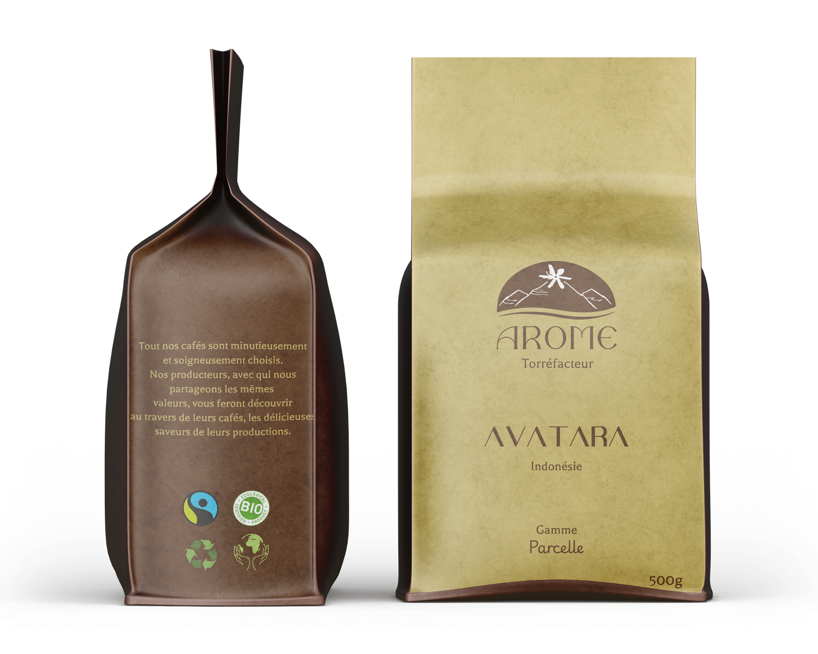 mock up paquet de café Arome doré et marron