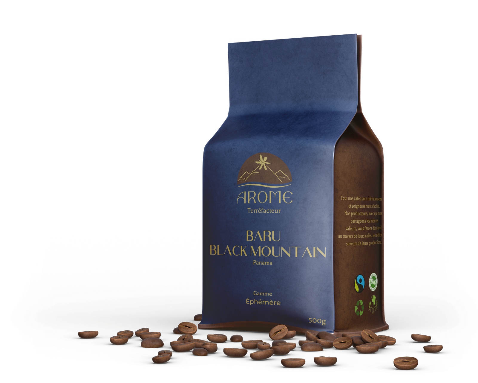 mock up paquet de café Arome bleu et marron