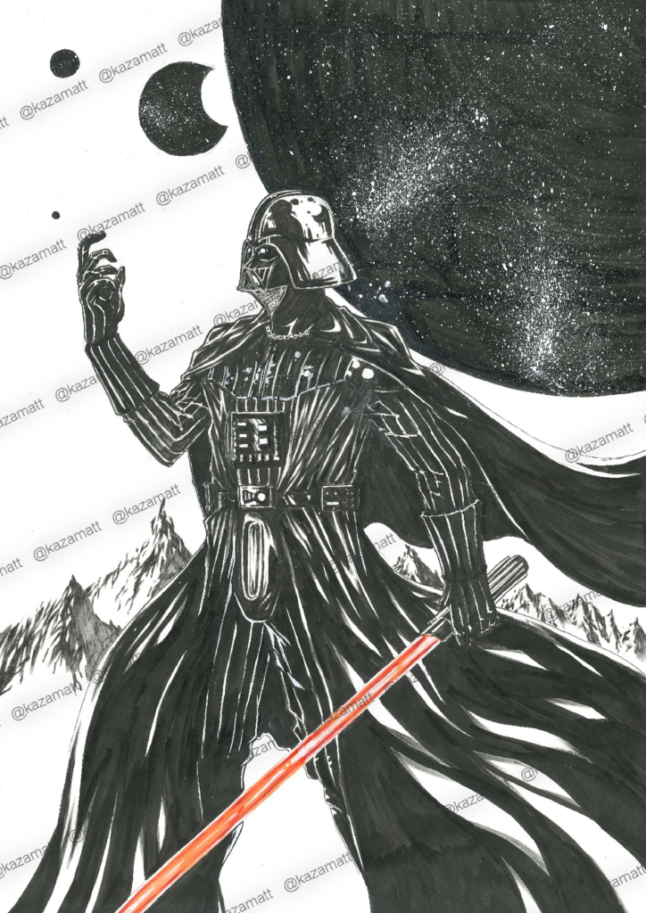 Illustration du personnage Darth Vader - Dark Vador avec un filigrane @kazamatt.