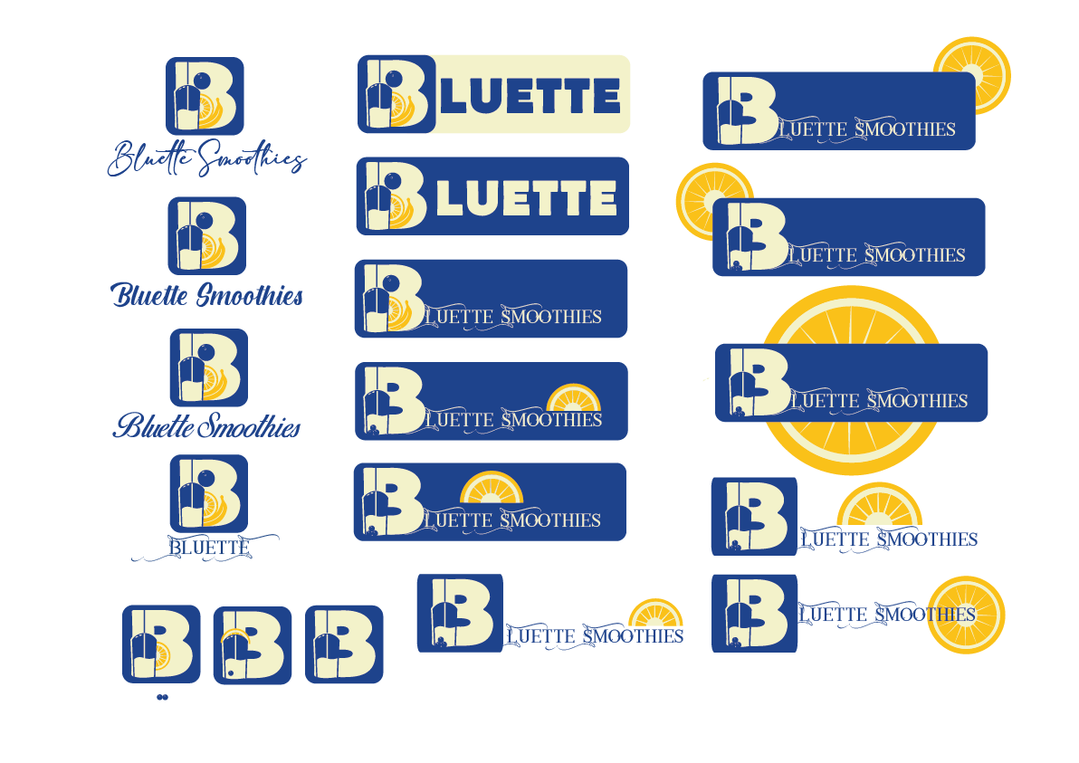 Expérimentation de l'axe 3 du logo pour Bluette.