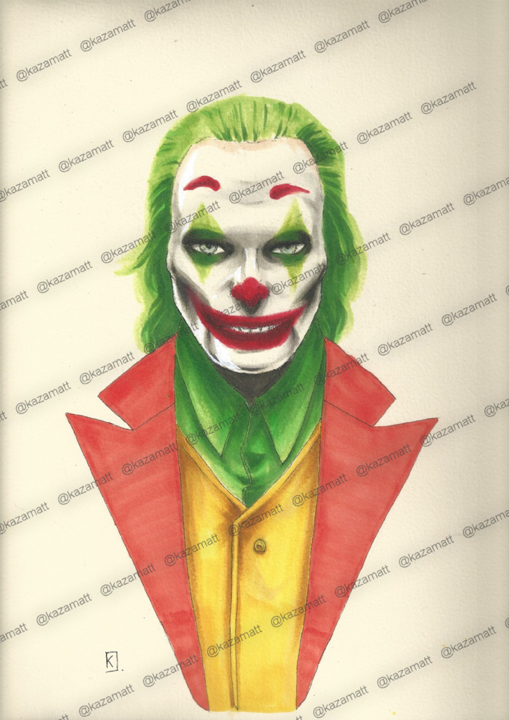 Illustration du personnage "Joker" avec un filigrane @kazamatt