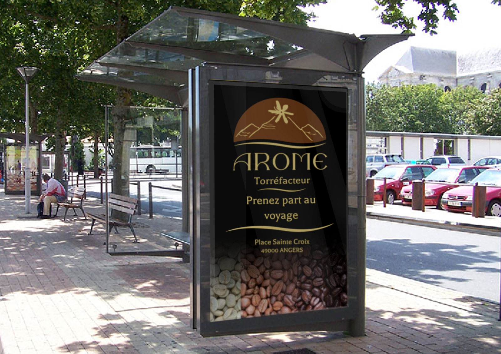 Mockup panneau bus angers AROME