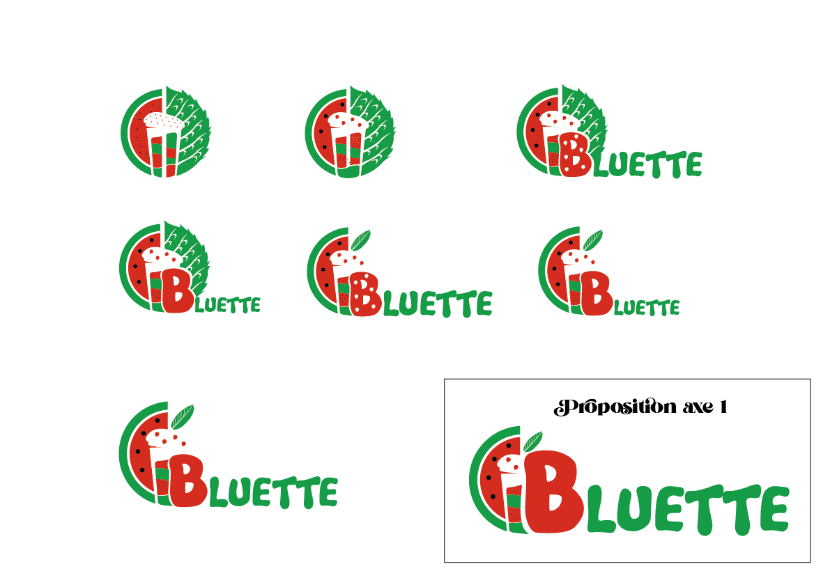 Proposition de l'axe 1 du logo Bluette.