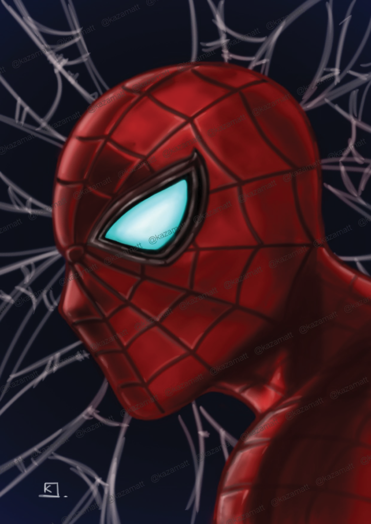 Illustration digitale de spider-man avec filigrane.
